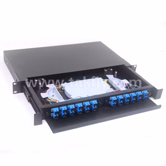 1u 2u 3u 19 Inch Sc LC St Adapter/Pigtail Fiber Optic Rack Mount Slidable Patch Panel/ODF/Cabinet